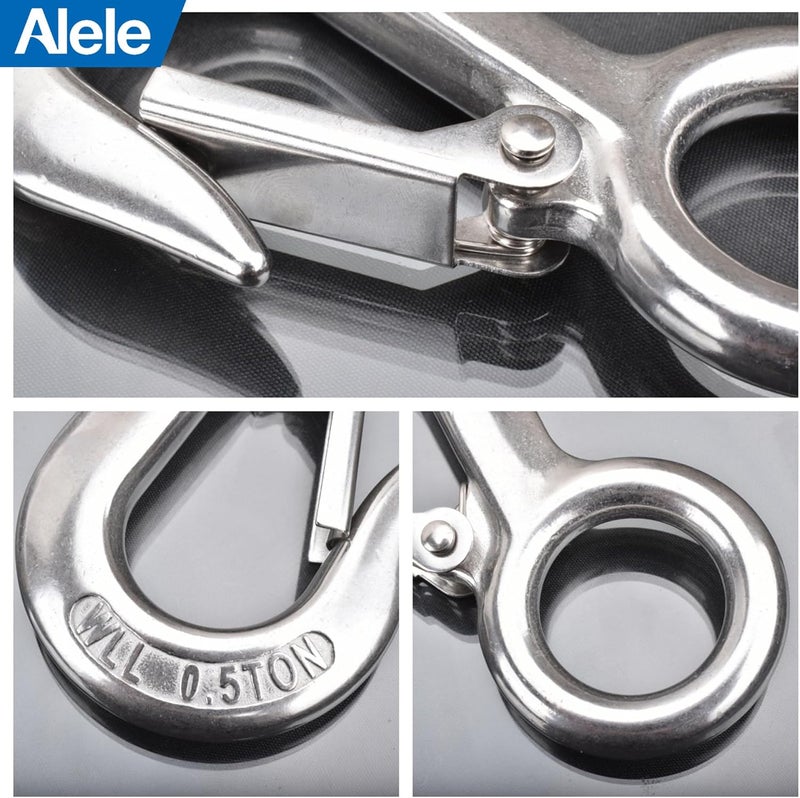 Alele 2Pack 0.5T Crane Scale Grab Hooks,Slip Hooks,Stainless Steel Lifting Hook Rigging Accessory - Image 3